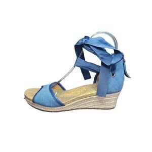 UGG Amell Denim Blue Wedge Espradille Sandals Ribbon Straps Boho
Hippie 7